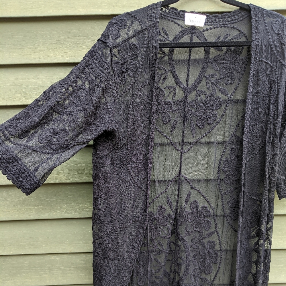 Ember Black Crochet Duster